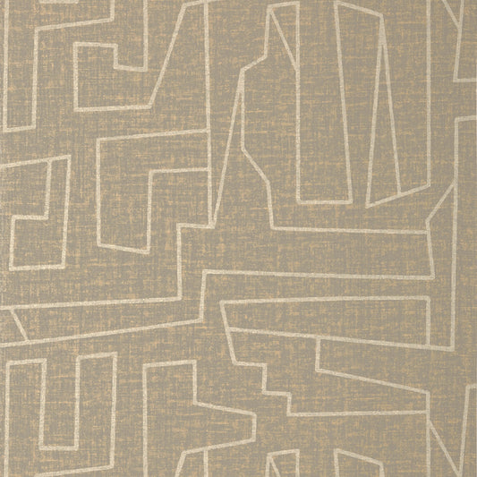 Thibaut Modern Resource Matrix Wallpaper - Metallic Gold & Grey