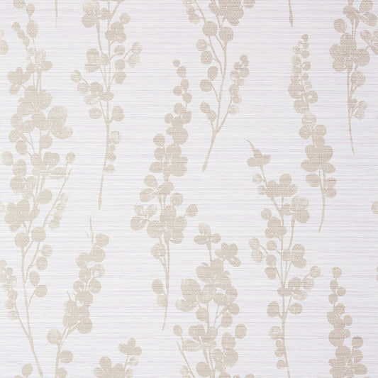 Thibaut Modern Resource Spring Blooms Wallpaper - Metallic Pewter on Lavender