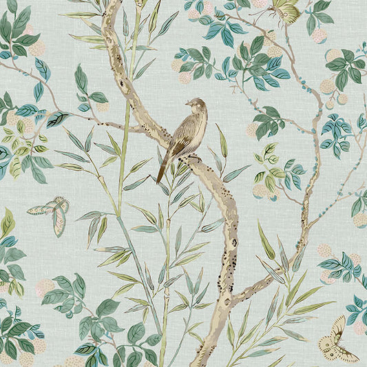 Thibaut Sojourn Claire Wallpaper - Spa Blue
