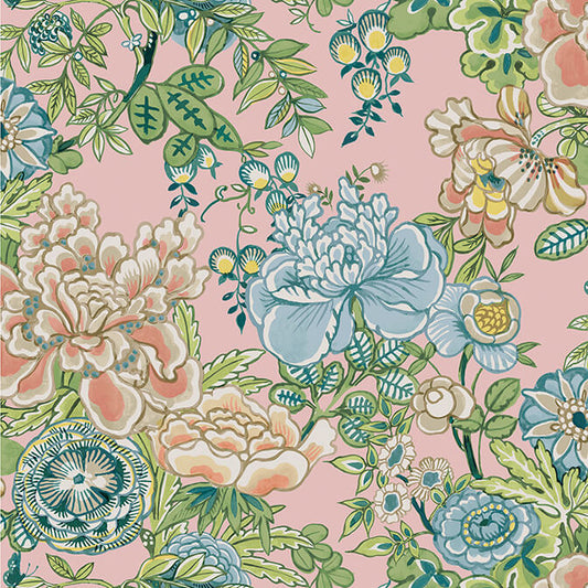 Thibaut Sojourn Peony Garden Wallpaper - Blush