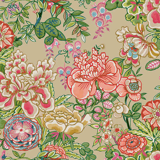 Thibaut Sojourn Peony Garden Wallpaper - Beige