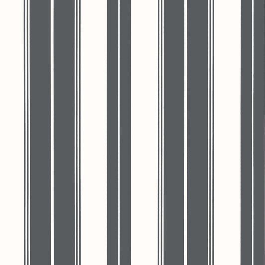Thibaut Stripes & Checks Resource Norfolk Stripe Wallpaper - Charcoal Black