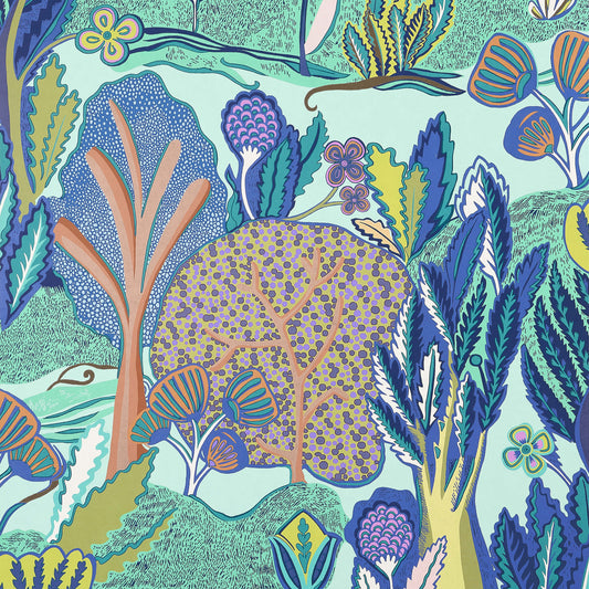 Thibaut Wanderlust Albero Wallpaper - Seaglass