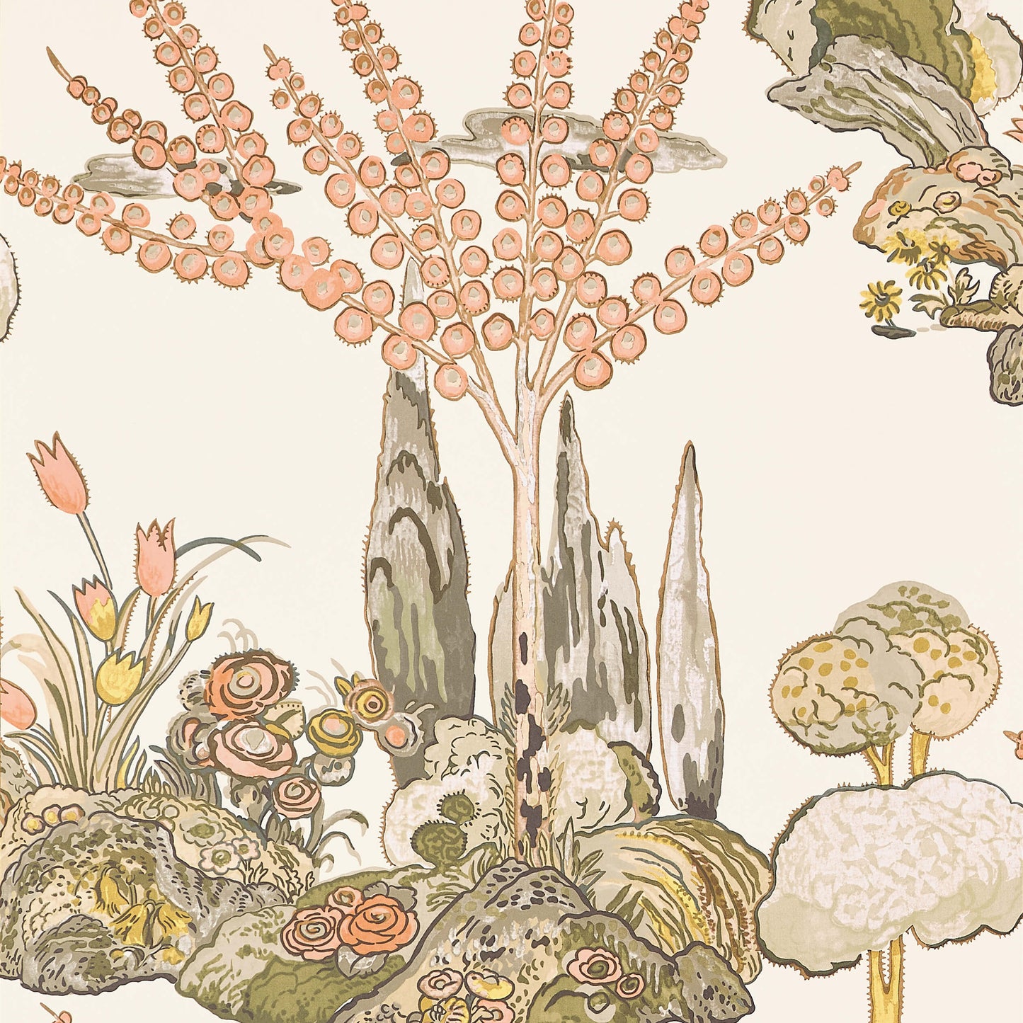 Thibaut Wanderlust Orleans Wallpaper - Apricot & Ginger