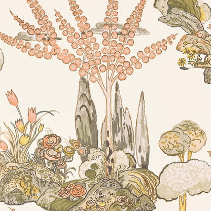 Thibaut Wanderlust Orleans Wallpaper - Apricot & Ginger