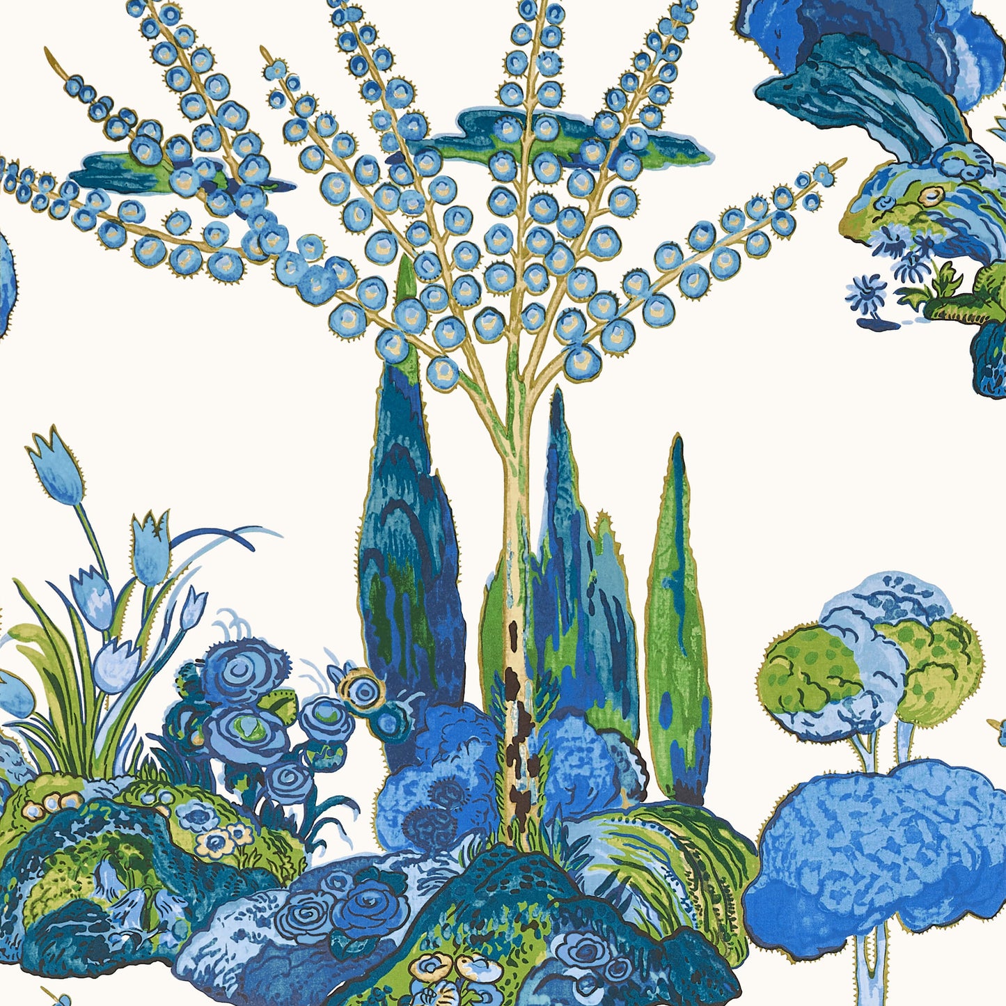 Thibaut Wanderlust Orleans Wallpaper - Blue & Green