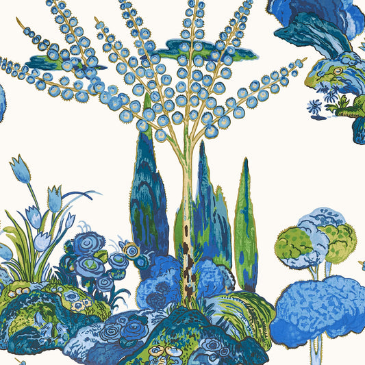Thibaut Wanderlust Orleans Wallpaper - Blue & Green