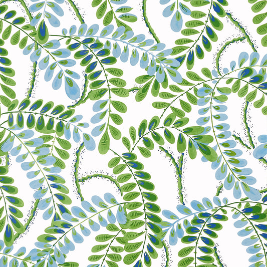 Thibaut Wanderlust Augusta Wallpaper - Blue & Green