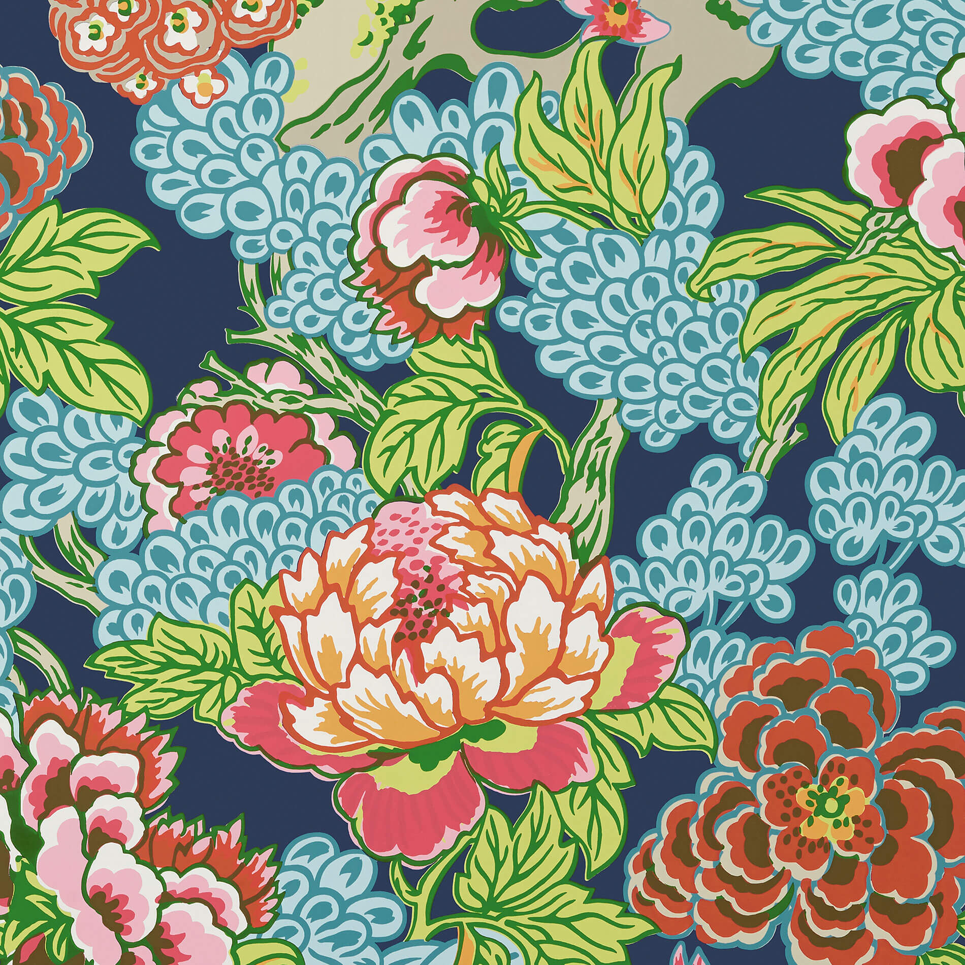 T75488 Thibaut Dynasty Honshu Wallpaper - Navy – US Wall Decor