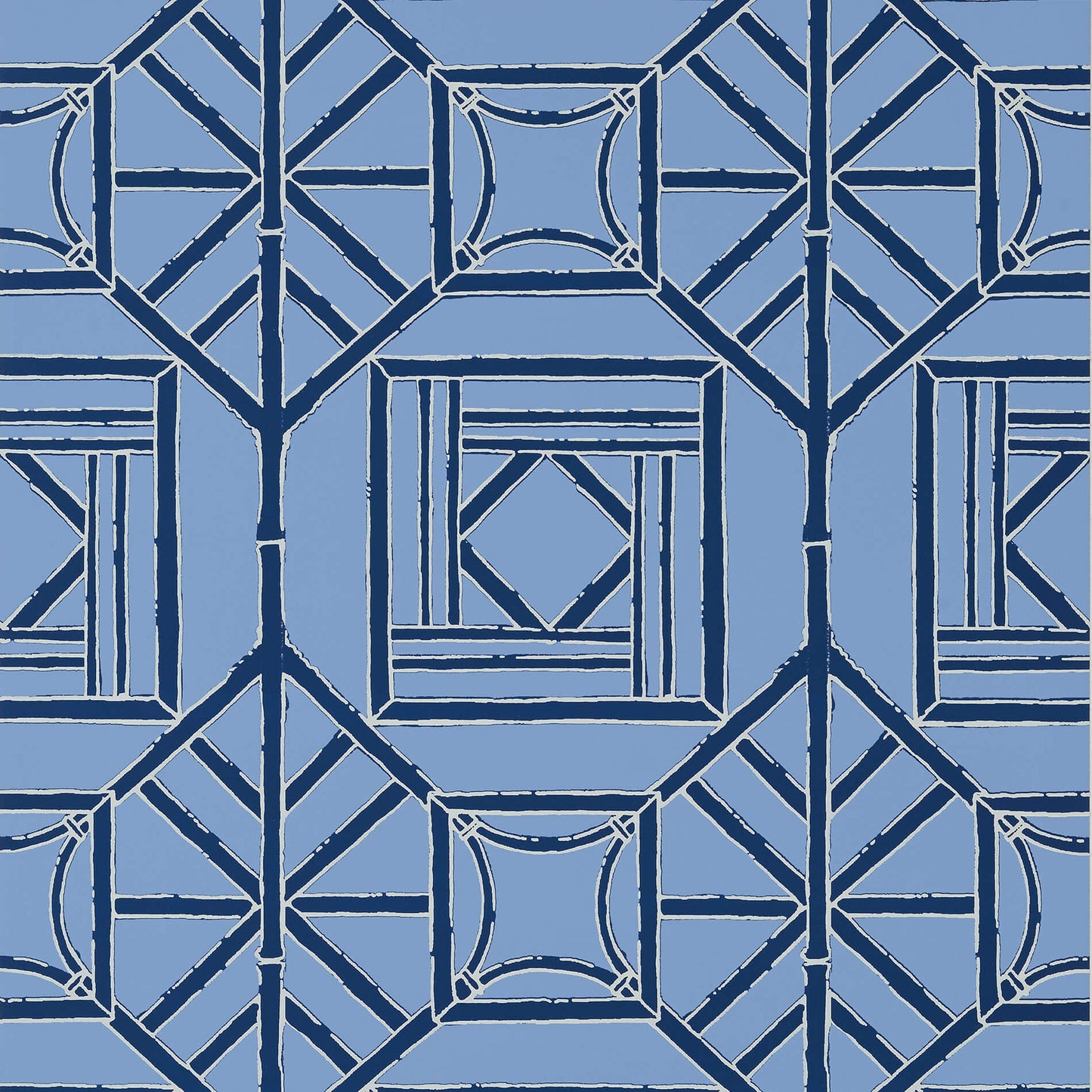 Thibaut Dynasty Shoji Panel Wallpaper - Blue & Navy