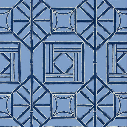 Thibaut Dynasty Shoji Panel Wallpaper - Blue & Navy
