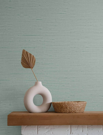 Seabrook Even More Textures Seahaven Rushcloth Wallpaper - Aloe