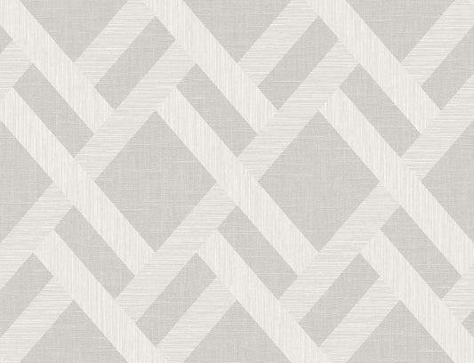Seabrook Even More Textures Linen Trellis Wallpaper - Pavestone