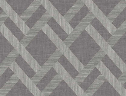 Seabrook Even More Textures Linen Trellis Wallpaper - Ash