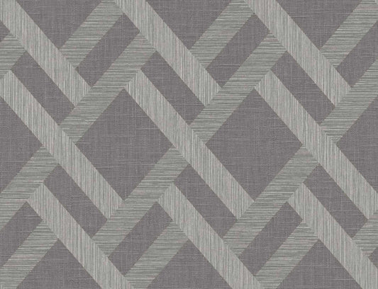 Seabrook Even More Textures Linen Trellis Wallpaper - Ash