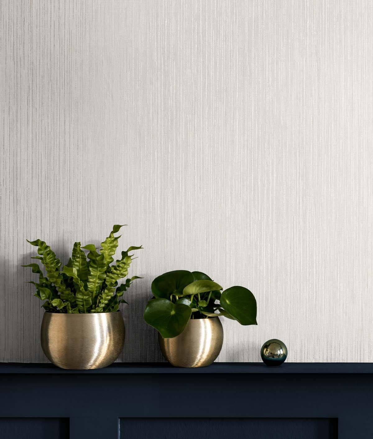 Seabrook Even More Textures Vertical Stria Wallpaper - Oyster & Metallic Silver