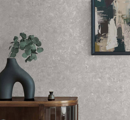 Seabrook Even More Textures Cement Faux Wallpaper - Silo & Metallic Silver
