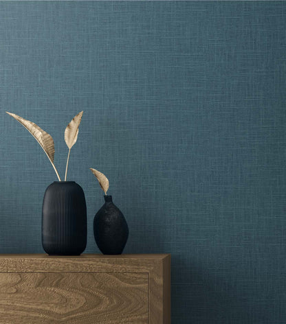 Seabrook Even More Textures Myrna Linen Wallpaper - Electric Blue