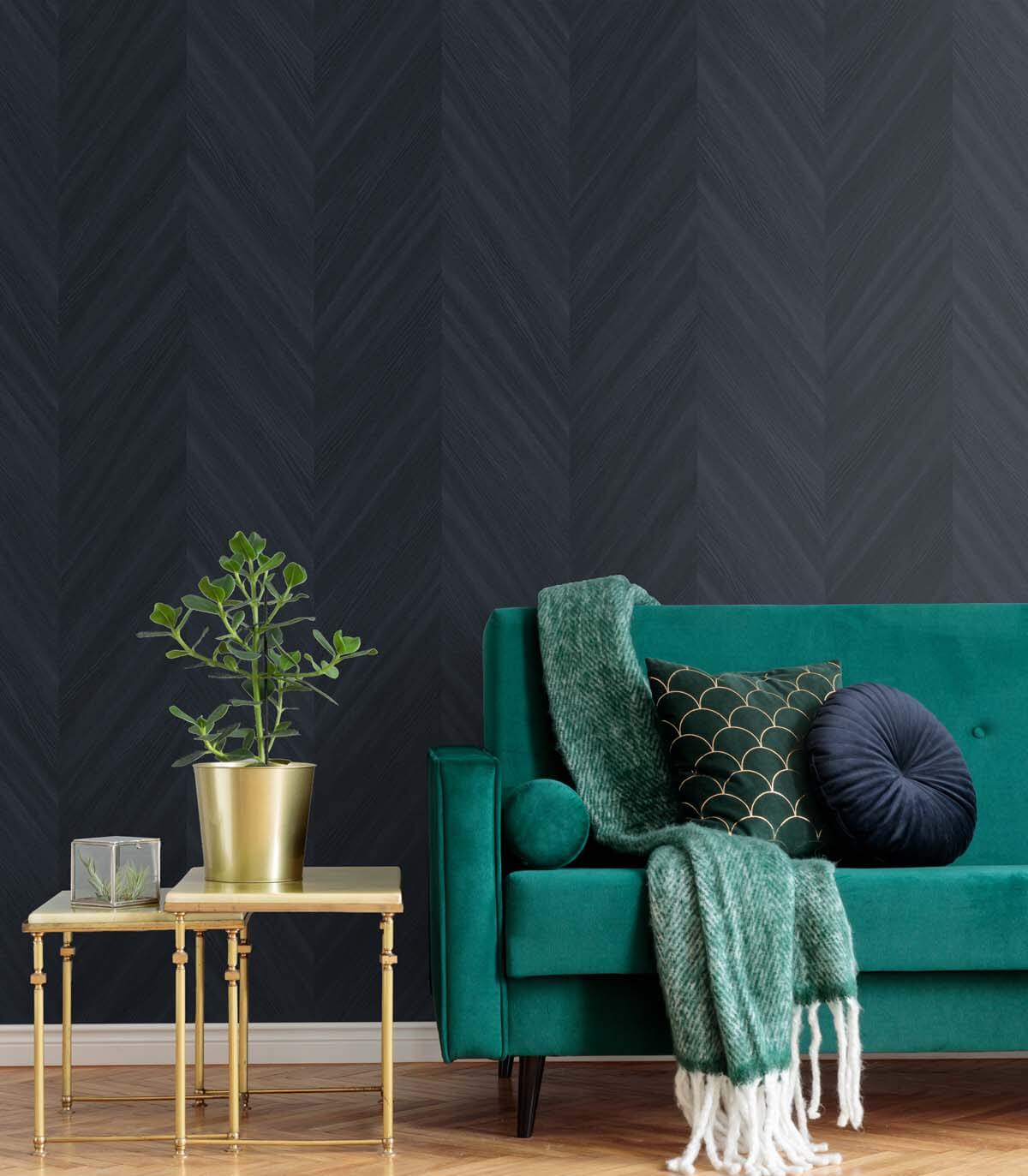 Seabrook Even More Textures Chevron Wood Wallpaper - Baikal