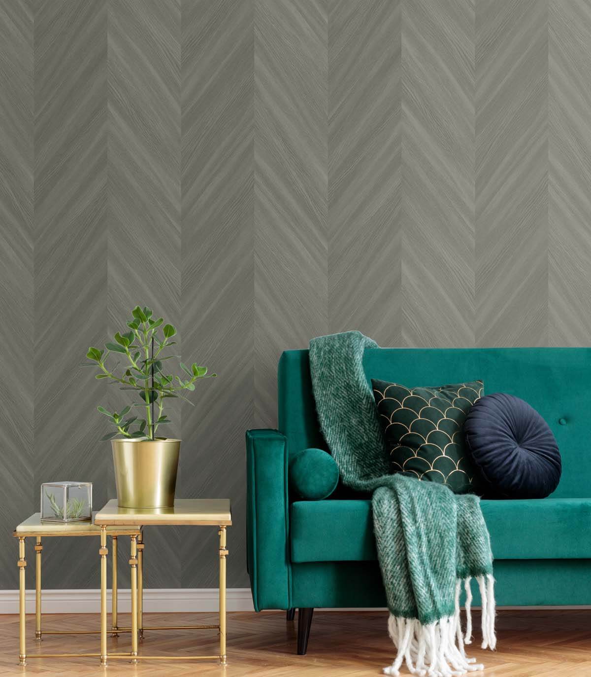 Seabrook Even More Textures Chevron Wood Wallpaper - Veneer