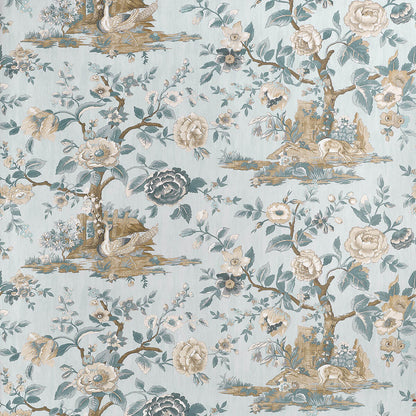 54 in. Thibaut Boxwood Forest Lodge Wallpaper - Spa Blue
