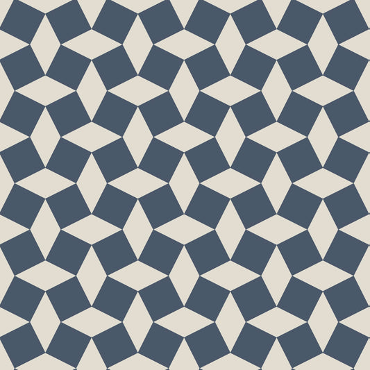 Mitchell Black Tailored Check Wallpaper - Oxford Blue