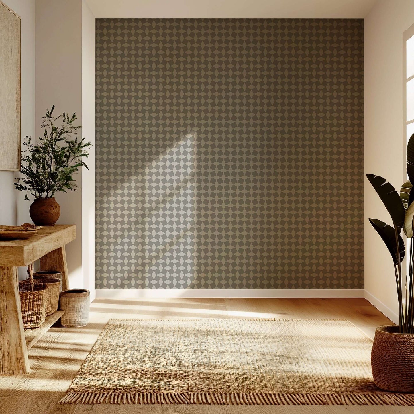 Mitchell Black Tailored Check Wallpaper - Walnut