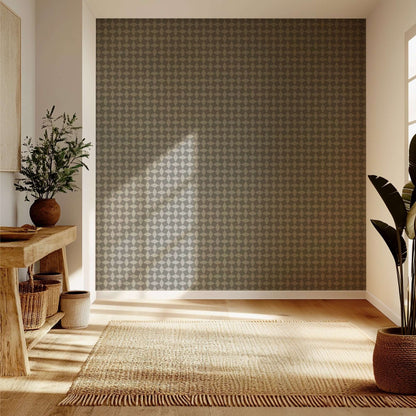 Mitchell Black Tailored Check Wallpaper - Walnut