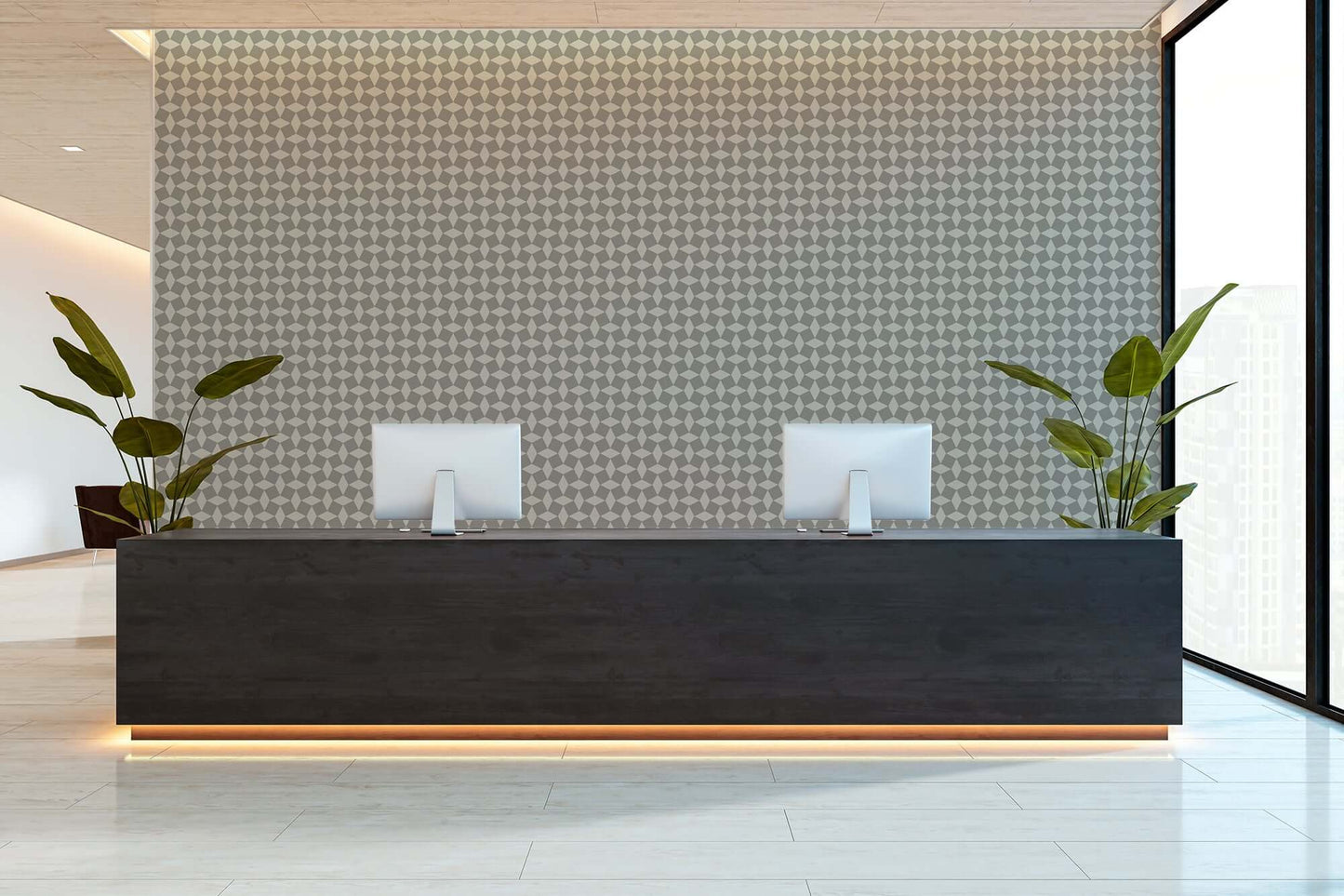 Mitchell Black Tailored Check Wallpaper - Walnut