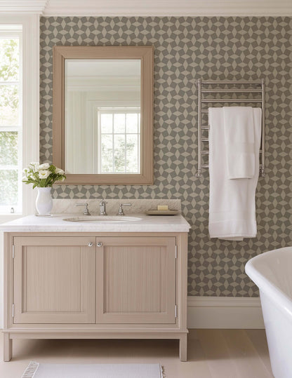 Mitchell Black Tailored Check Wallpaper - Walnut