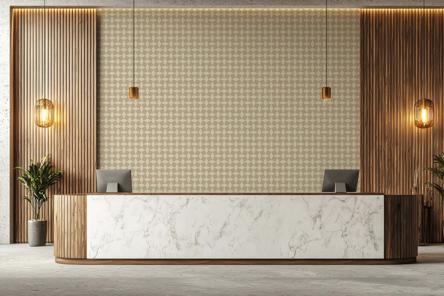 Mitchell Black Tailored Check Wallpaper - Washed Terracotta