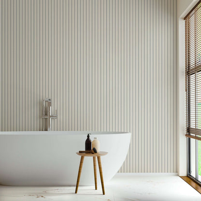 Mitchell Black Tailored Stripe Wallpaper - Oxford Blue