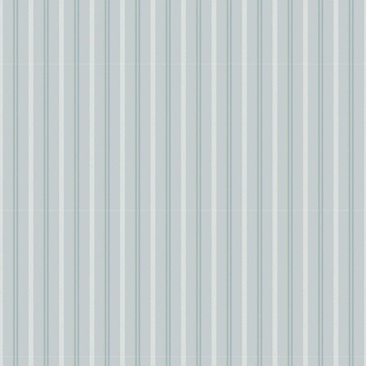 Mitchell Black Tailored Stripe Wallpaper - Pale Mineral Blue