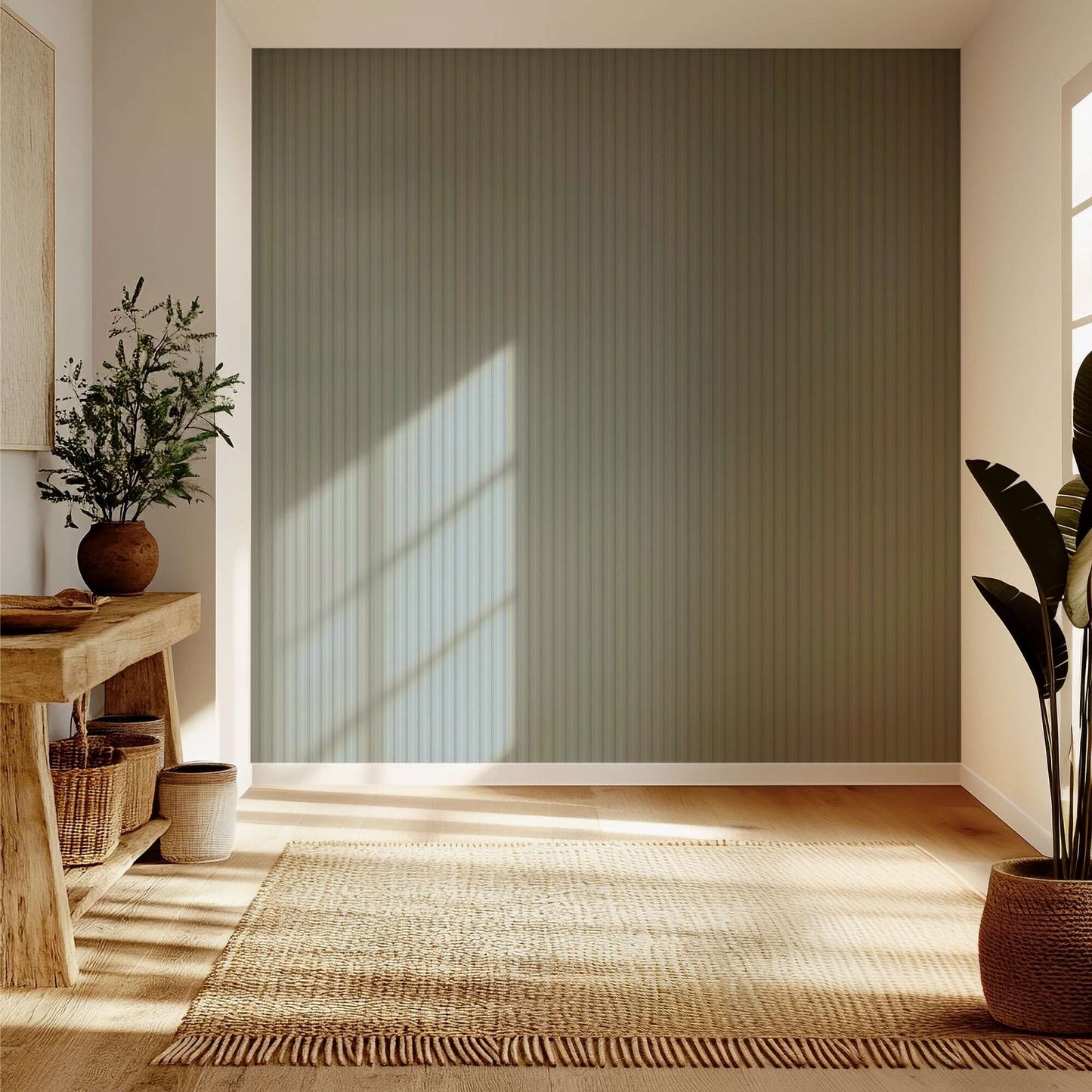Mitchell Black Tailored Stripe Wallpaper - Pale Mineral Blue