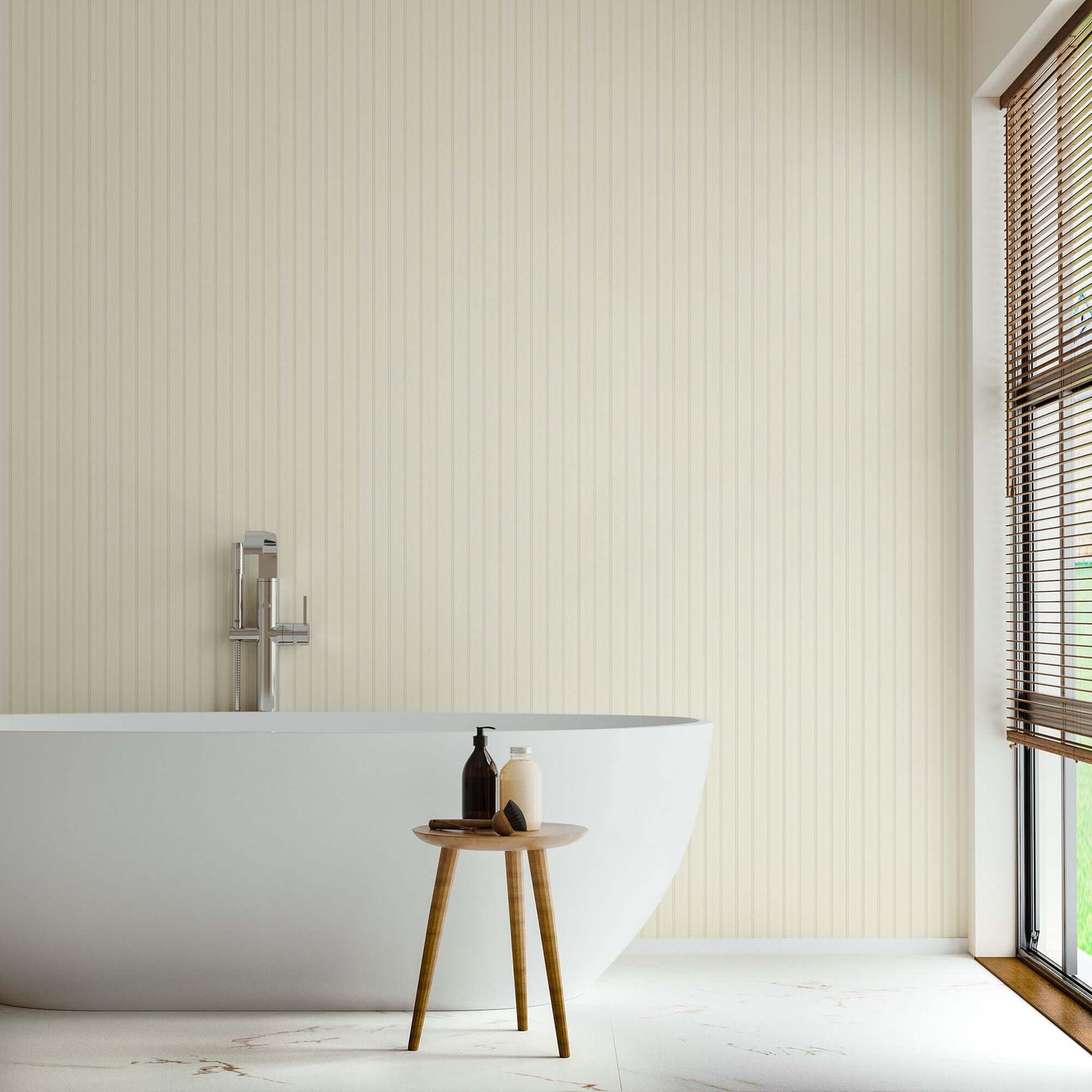 Mitchell Black Tailored Stripe Wallpaper - Raw Cotton