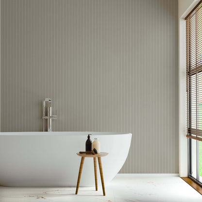 Mitchell Black Tailored Stripe Wallpaper - Walnut