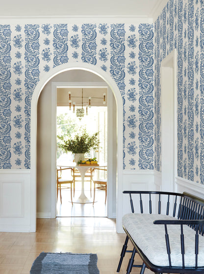 Antonina Vella Jardin Beaumont Wallpaper - Blue