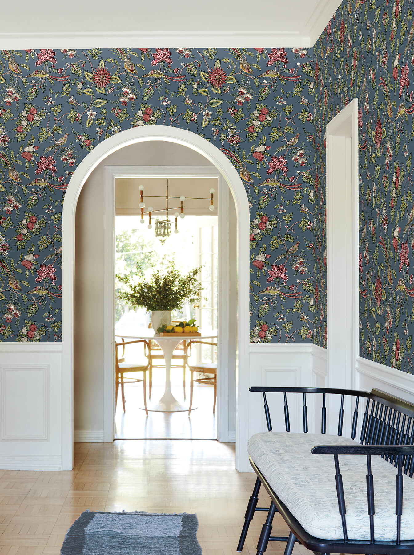 Antonina Vella Jardin Parterre Wallpaper - Indigo