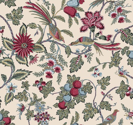 Antonina Vella Jardin Parterre Wallpaper - Raspberry
