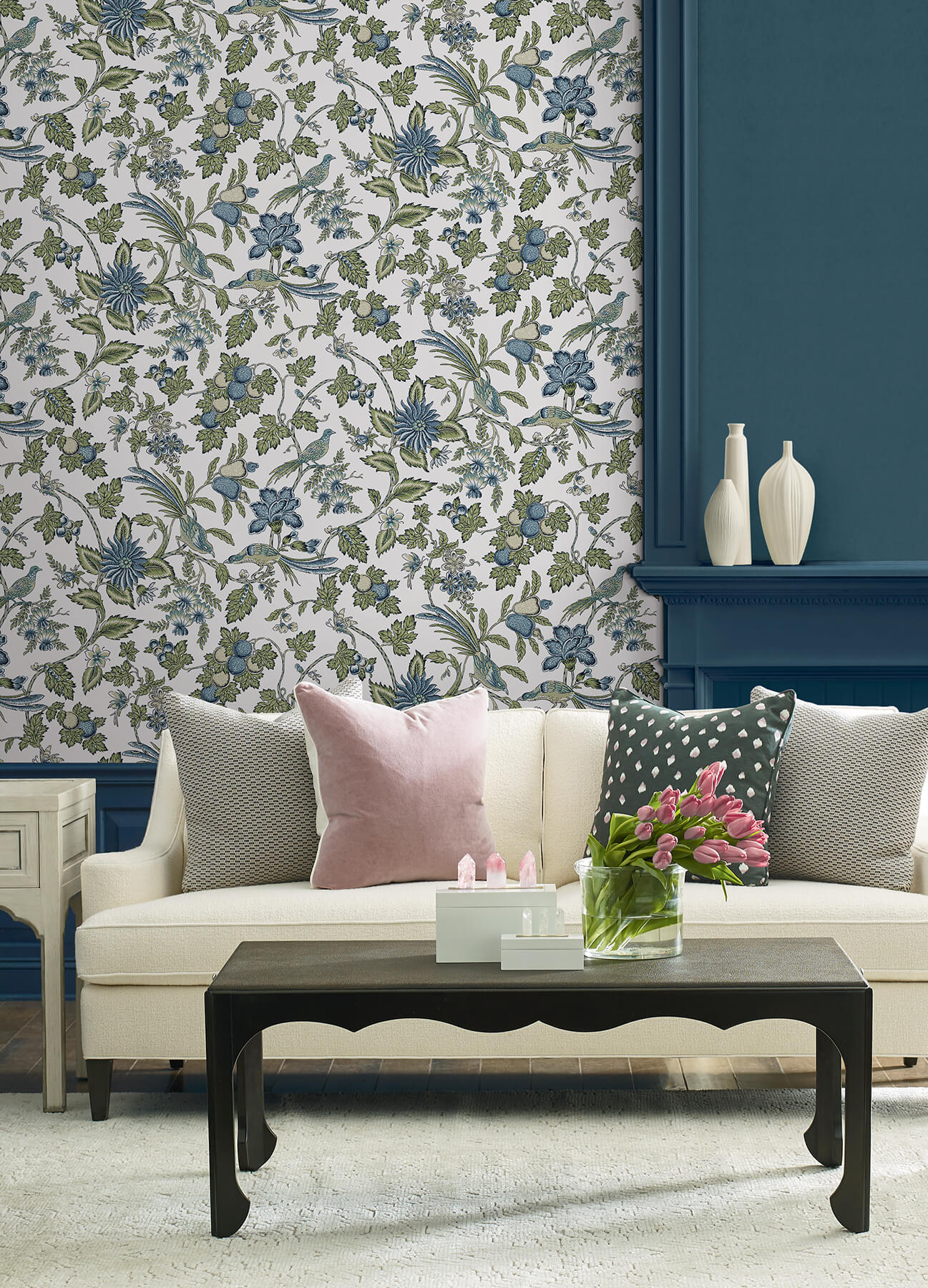 Antonina Vella Jardin Parterre Wallpaper - Sage & Indigo