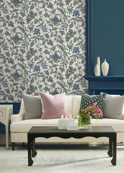 Antonina Vella Jardin Parterre Wallpaper - Sage & Indigo