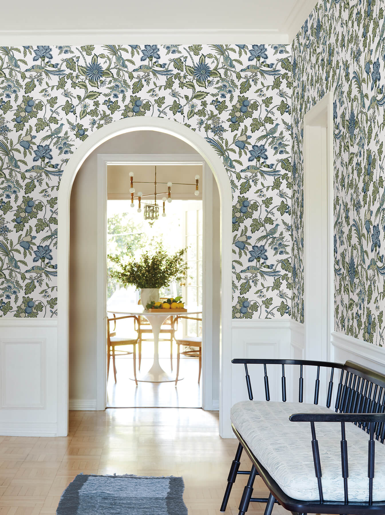Antonina Vella Jardin Parterre Wallpaper - Sage & Indigo