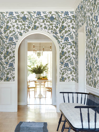 Antonina Vella Jardin Parterre Wallpaper - Sage & Indigo