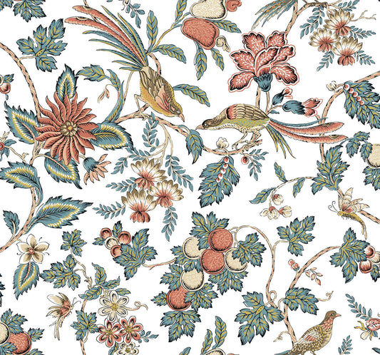 Antonina Vella Jardin Parterre Wallpaper - Cornflower & Ginger