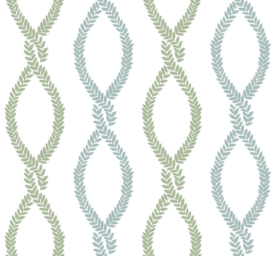 Antonina Vella Jardin Laureate Wallpaper - Blue & Green
