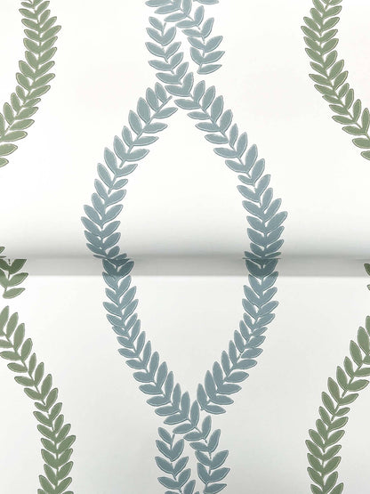 Antonina Vella Jardin Laureate Wallpaper - Blue & Green