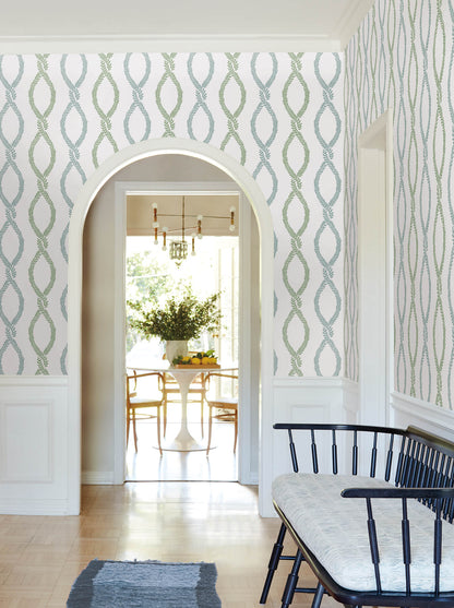 Antonina Vella Jardin Laureate Wallpaper - Blue & Green