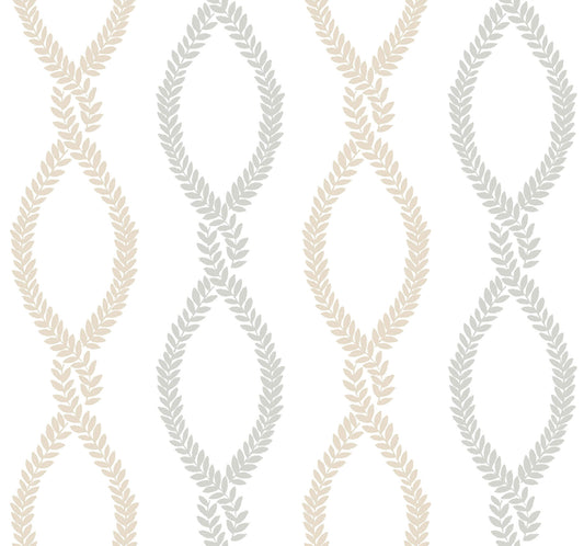 Antonina Vella Jardin Laureate Wallpaper - Beige & Grey