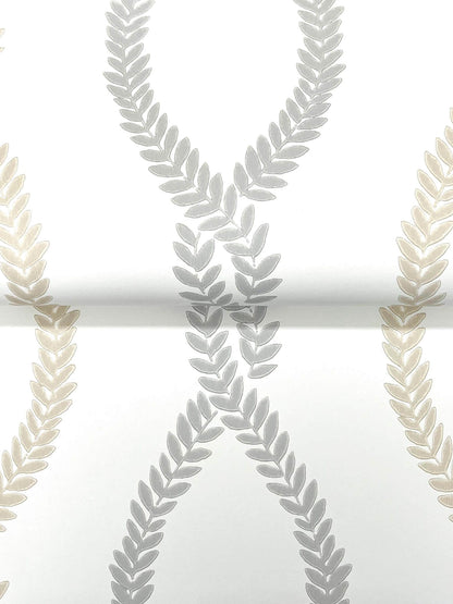 Antonina Vella Jardin Laureate Wallpaper - Beige & Grey