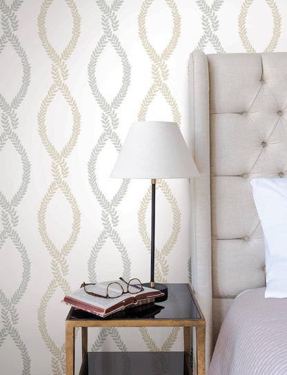 Antonina Vella Jardin Laureate Wallpaper - Beige & Grey